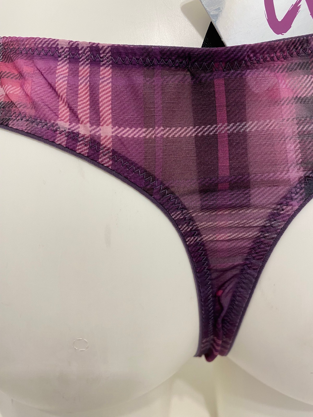 Cleo By Panache Sadie Purple Thong Knickers Pants Style 5899 Check Gingham Sexy