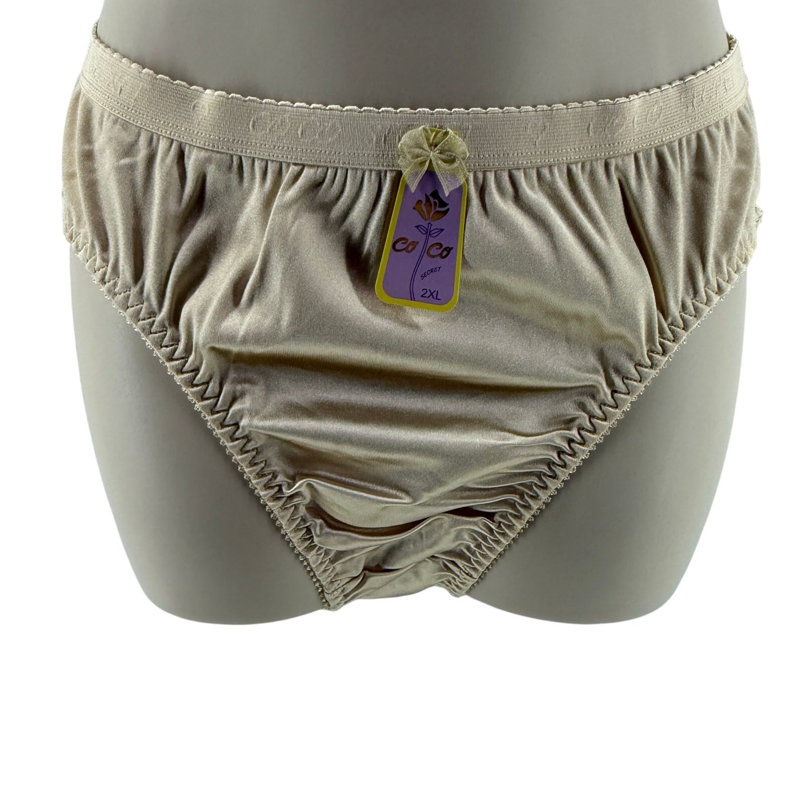 Coco Secrets Neutral Beige Satin Full Coverage Panties Underwear #38306Q 2XL