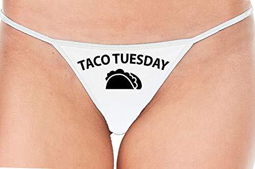 Knaughty Knickers Eat My Taco Tuesday Lick Me Oral Sex White String Thong Panty