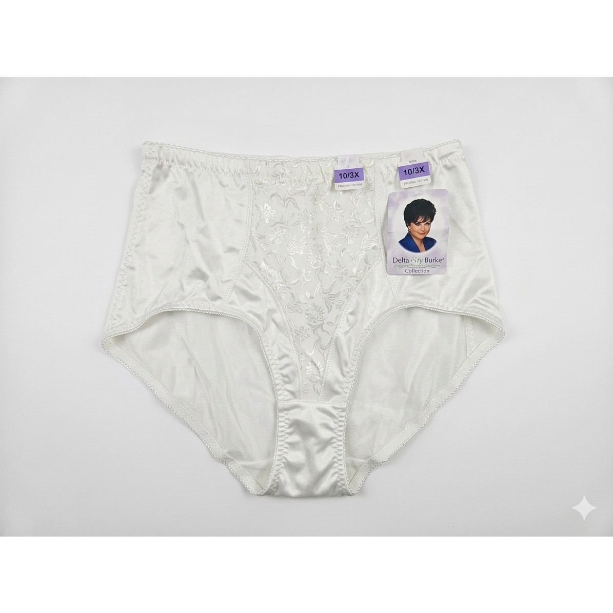 Deadstock Vintage 90s Delta Burke 3X White High Waist Satin Panties Underwear