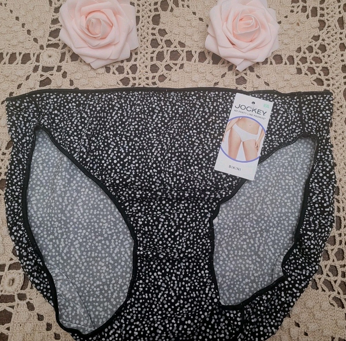 JOCKEY No Panty Line Promise Bikini Panty 1370 SeXy Polka Dots Size 8/XL ~nwt
