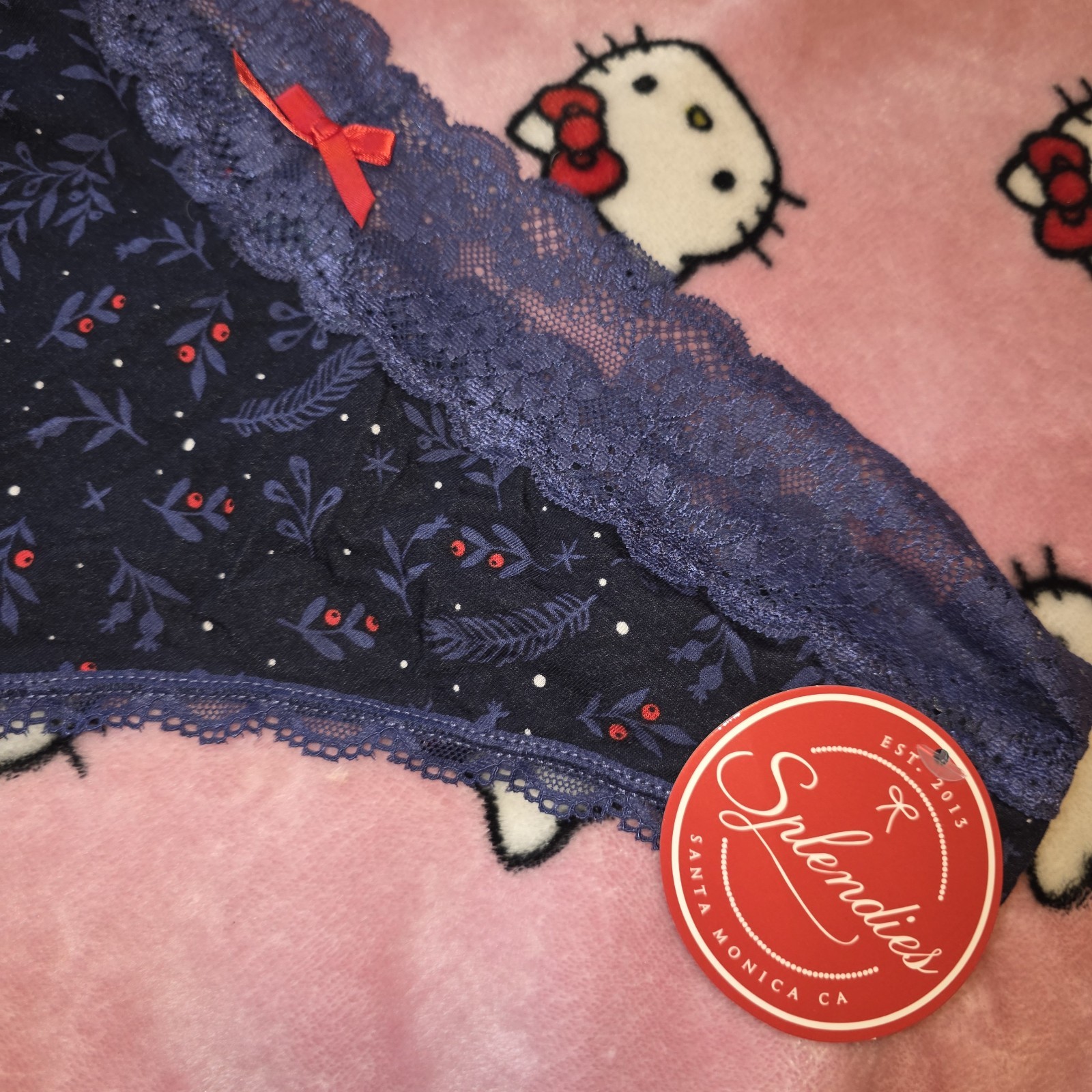 New Women Splendies Very Sexy Blue Lace Wide Cut V-String Thong Size 1X