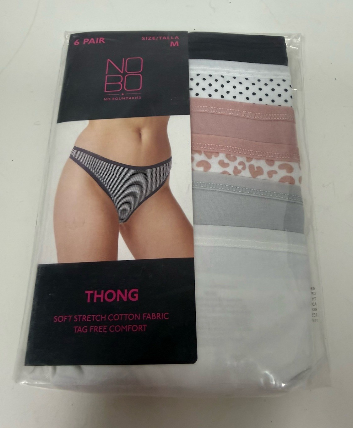 NOBO No Boundaries Thong Panties Underwear Womens Junior Size M 6-Pair Pack