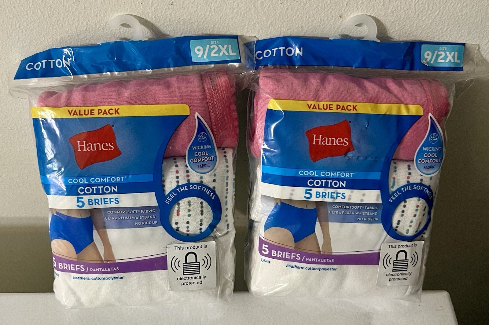 2 Pack / 10 Pair Hanes Cool Comfort Womens Briefs Size 9 / 2XL Multicolor
