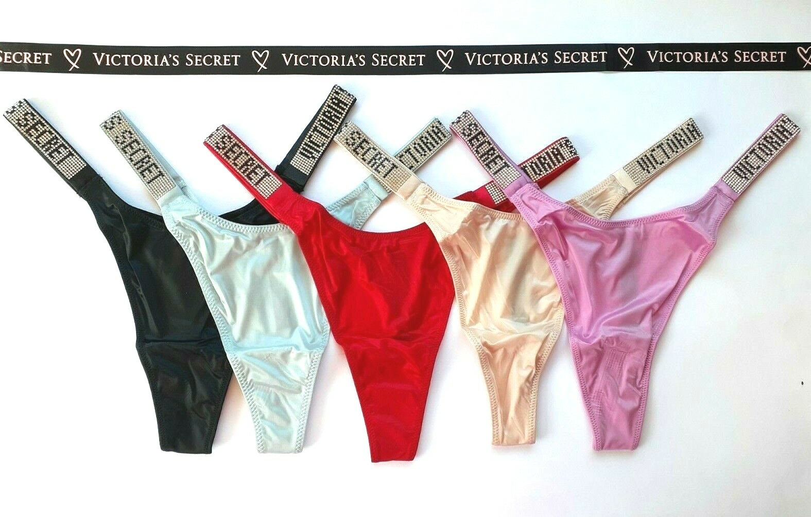Victorias Secret SHINE Strap Brazilian THONG Panty NWT Rhinestone Bombshell SEXY