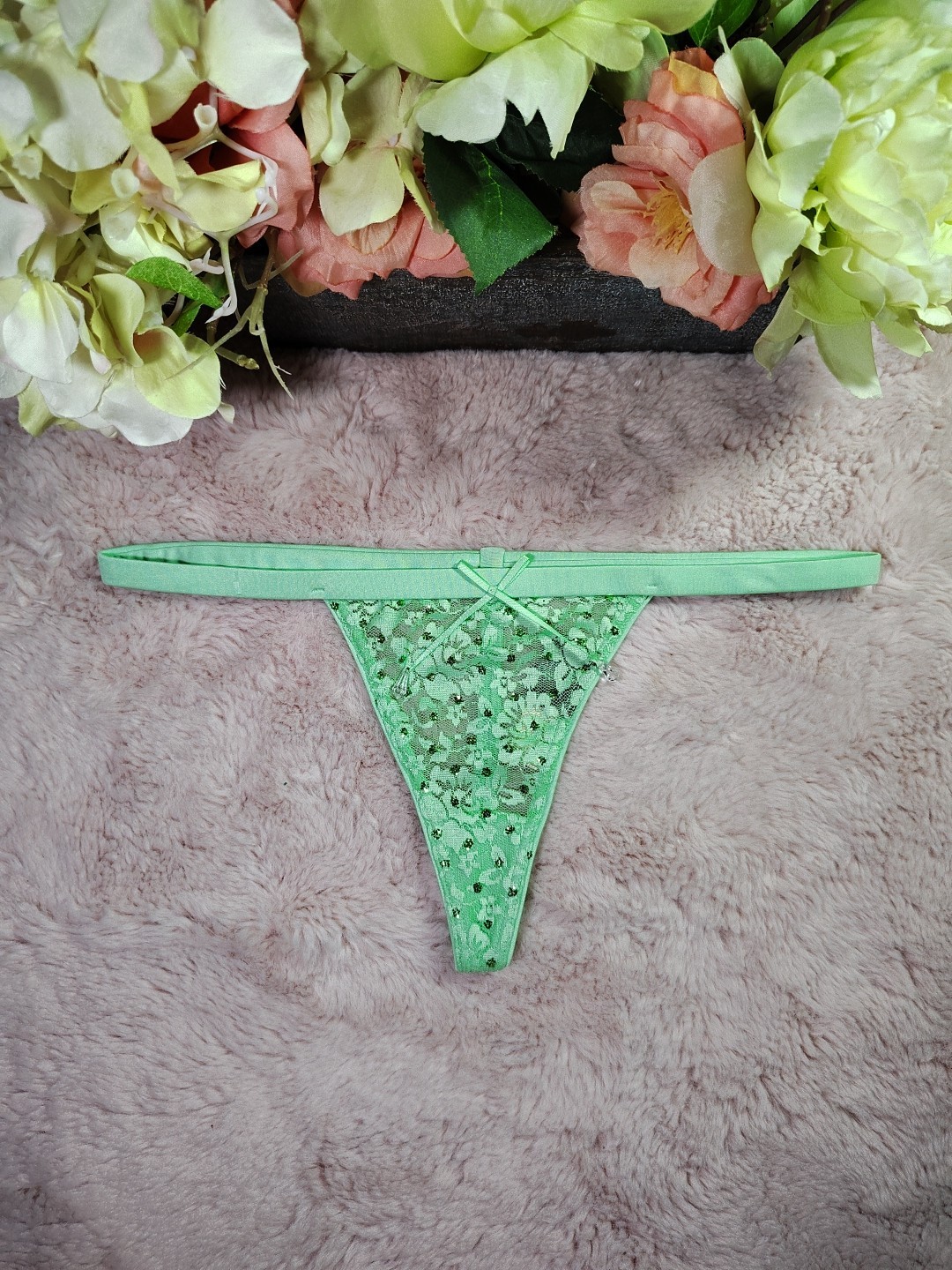 Vintage Victoria’s Secret Sexy Little Things Minimalist Sparkle Lace Thong SML