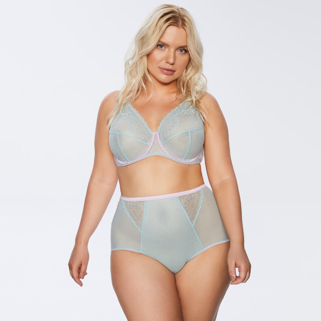 Sheer High Waist Tulle Brief Panty NWT Women’s Lingerie Kinga Pastellove Mint