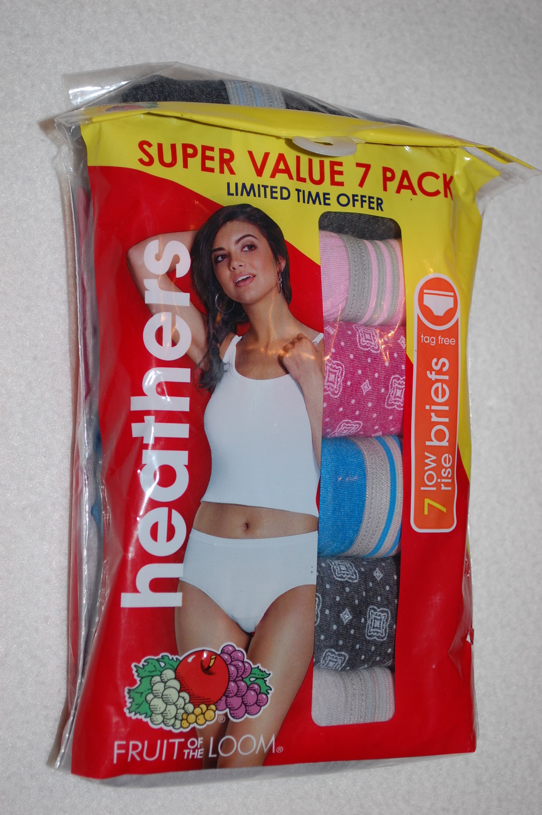 Womens Panties 7 PAIR LOW RISE BRIEFS Solid Print PINK TURQUOISE GRAY Size 5 / S