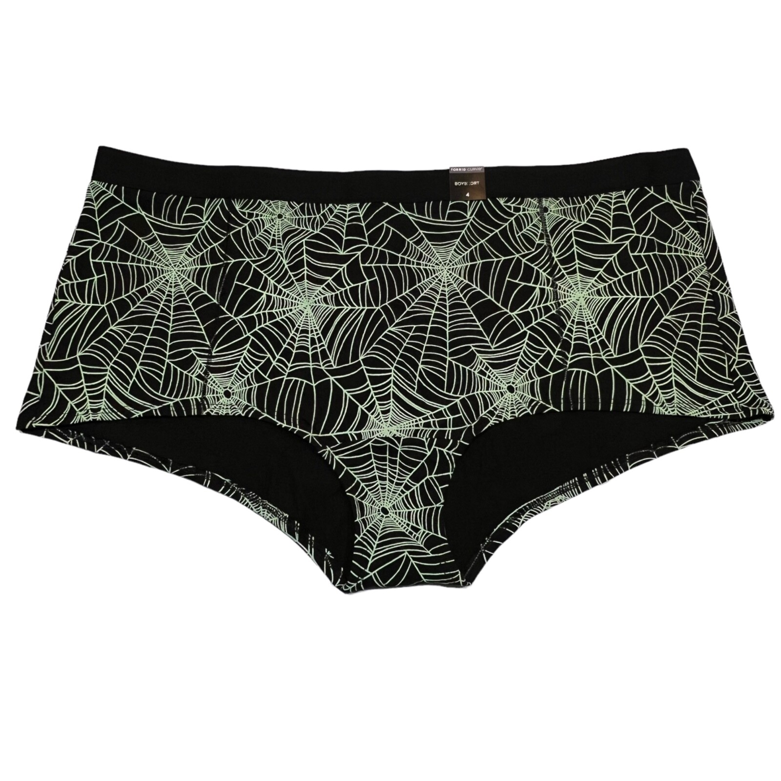 NWT TORRID Boyshort Pantie Sz 1X-2X-3X-4X Black Green Spider Webs