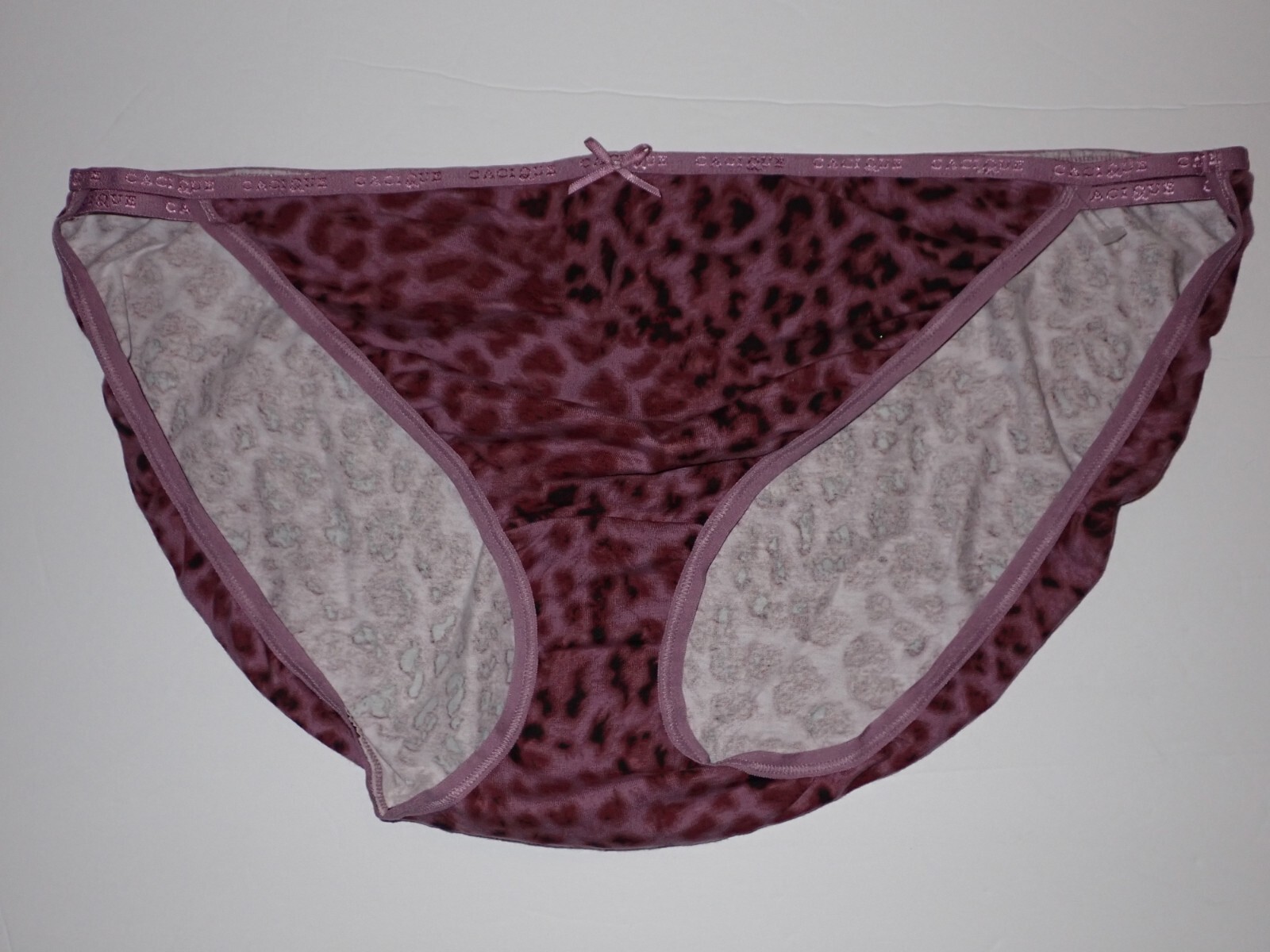 Lane Bryant Cacique 26/28 String Bikini Panties Cotton Purple Mauve Cheetah