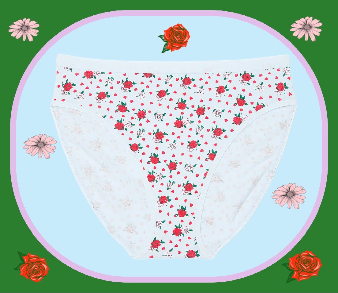 M L XL XXL Blue Heart Rose Cotton Victorias Secret High-Leg Waist Brief Pantie