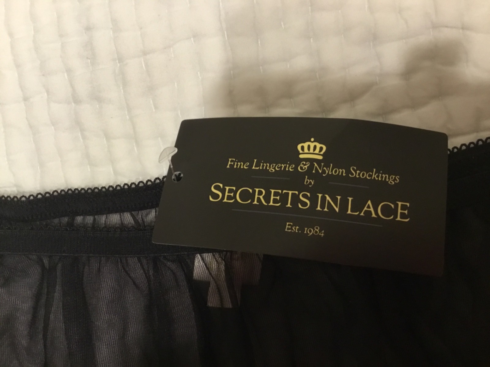 secrets in lace retro sheer black full cut double gusset nylon panties XL