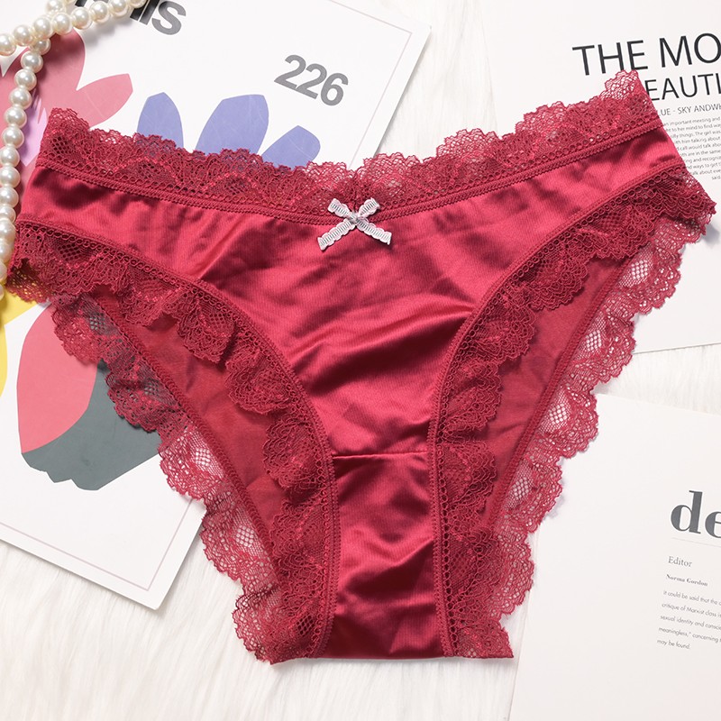 Pack Of 5 Sexy Womens Lace Satin Panties Underwear Brief Ladies Lingerie Hipster