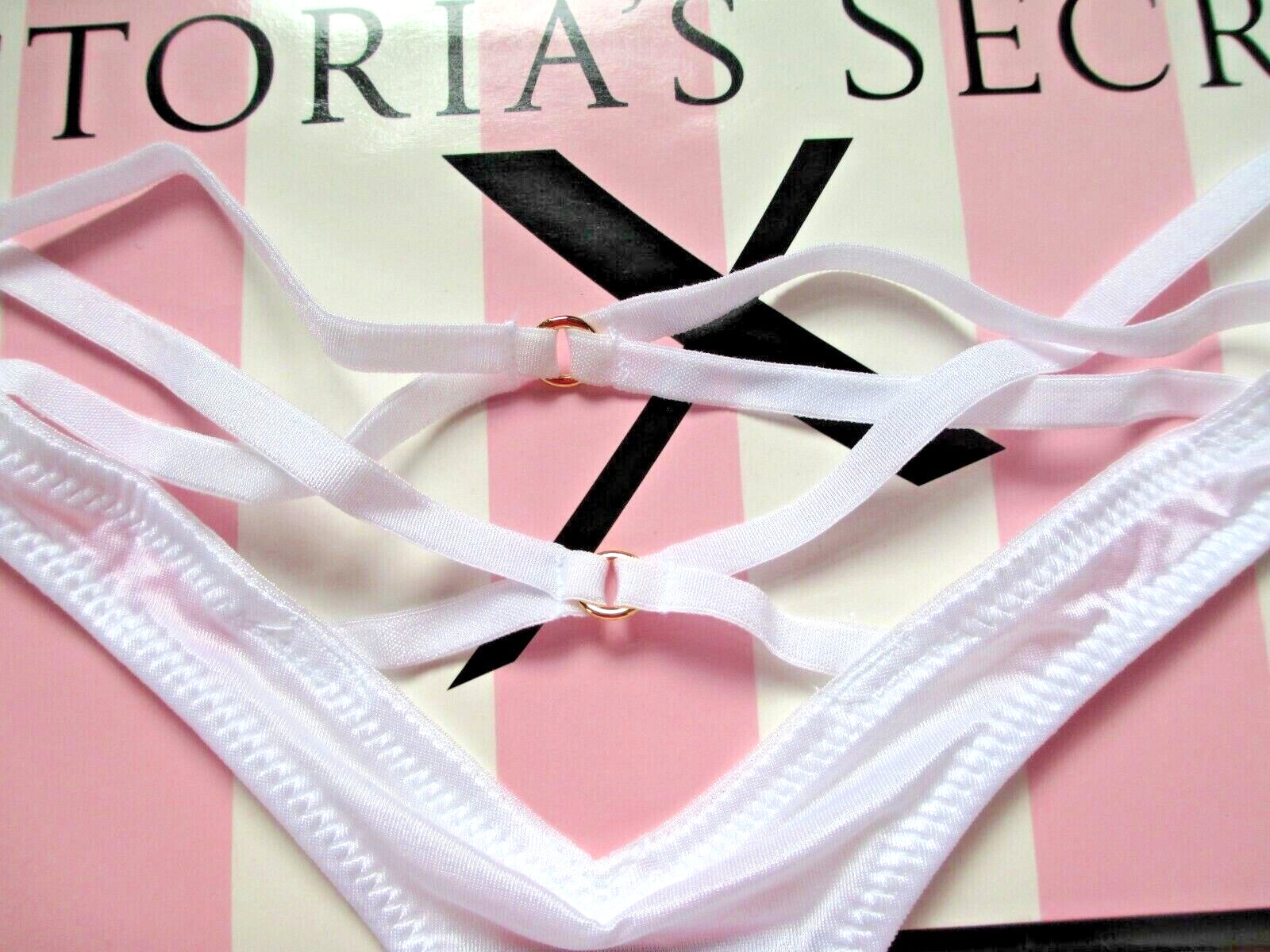 VICTORIA’S SECRET VERY SEXY Strappy Back High Leg Thong Panty VS White S M L XL