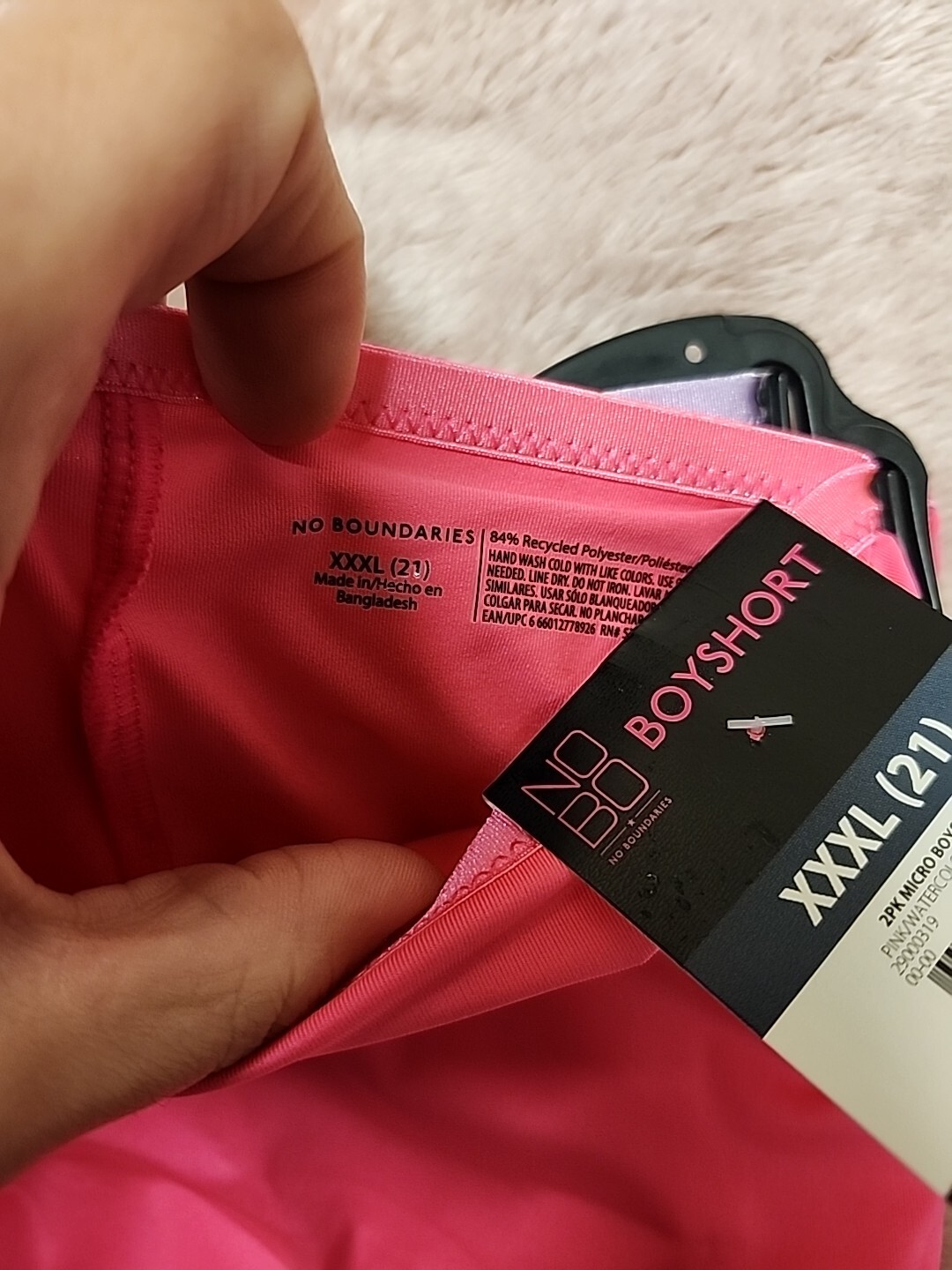 New No Boundaries Junior’s 2 Pack Micro Boyshort Panties Sz XXXL Pink Multicolor