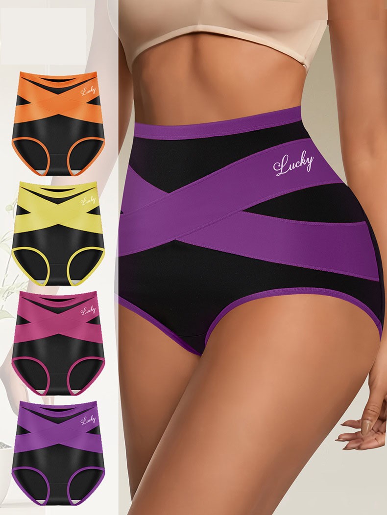 Ladies High Waist Tummy Control Panties Shaping Cross Strap Briefs Women