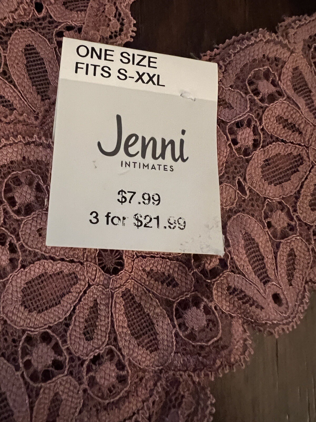 Jenni Plus Lace Thong 5 Pairs of S-XXL( cherry, mauve and chat) MSRP 3 for $21