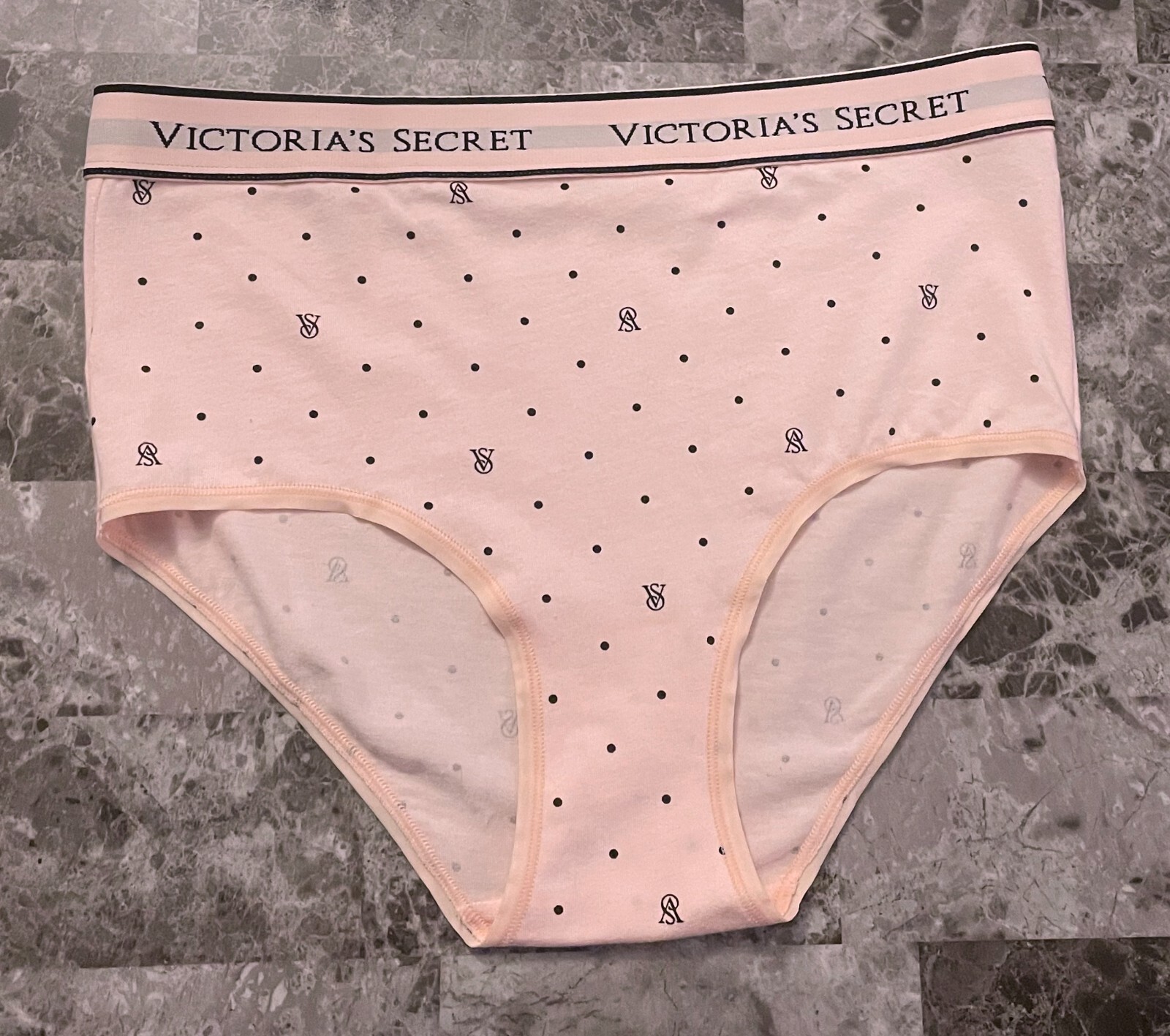 NWT VICTORIA’S SECRET PINK POLKA DOT THICK LOGO BAND HIGH WAIST BRIEF PANTIES