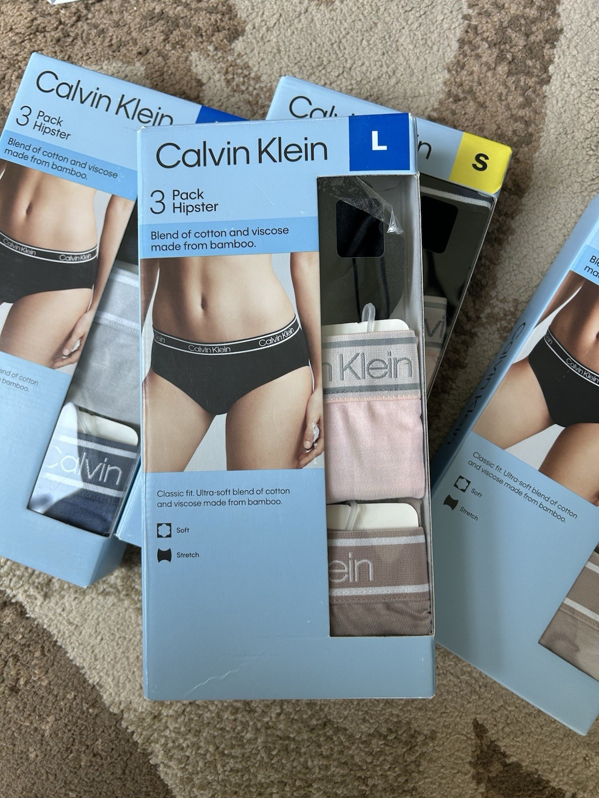 Calvin Klein Women’s Underwear 3-pack Hipster size XL/L ( Pink Or Blue Set)
