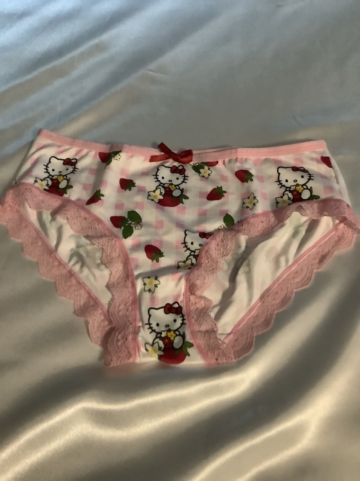 Women’s Teens Hello Kitty Strawberry Kawaii Pink Purple Blue Brief Panties 3pk M