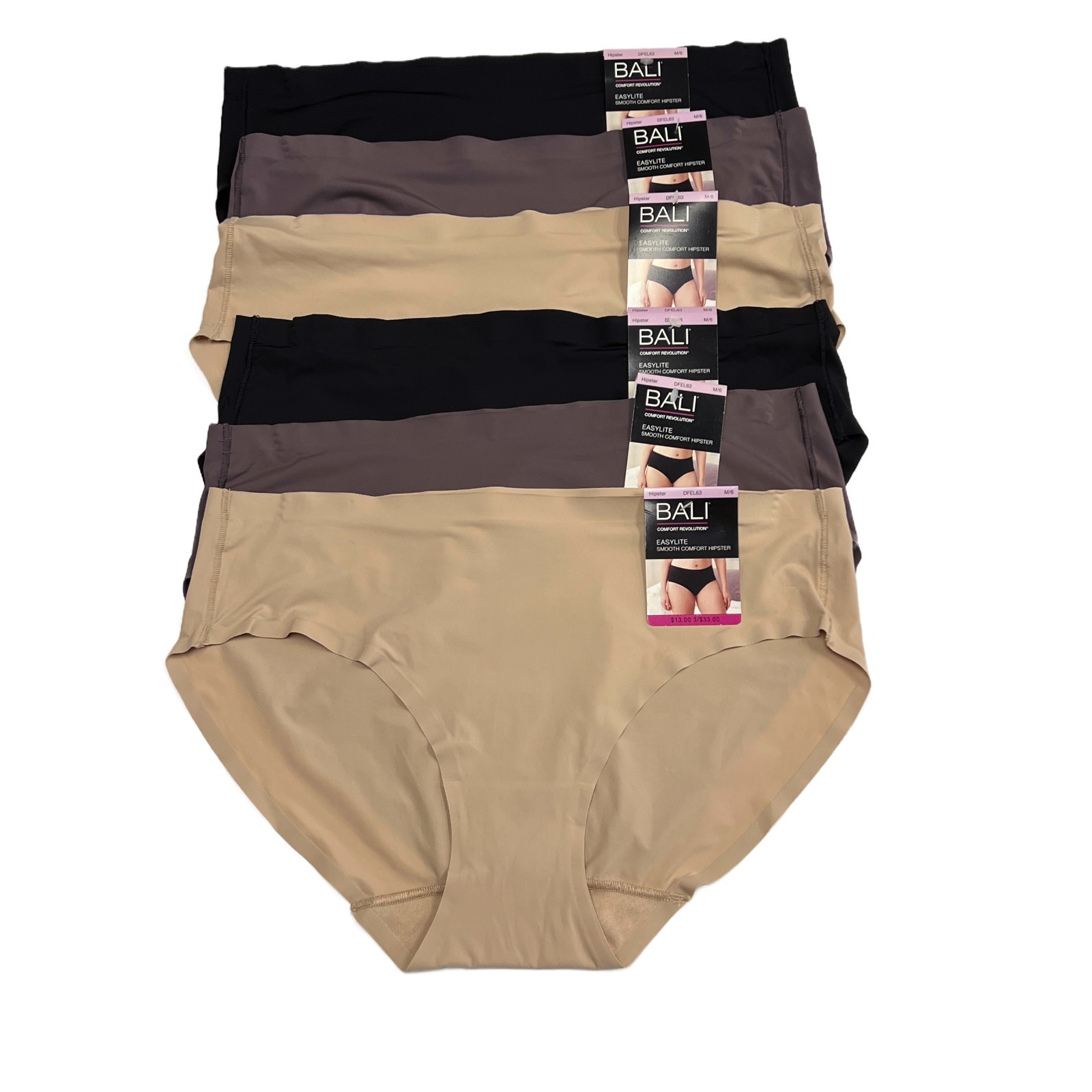 Bali Easylite Hipster Panty M 6 MEDIUM 6 Pack Panties DFEL63 Seamless Underwear