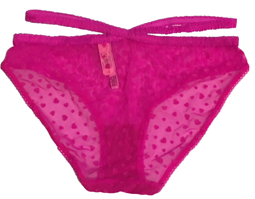 Victoria’s Secret Pink Heartbreaker Bikini Panty Size L Bali Orchid Hearts NWT