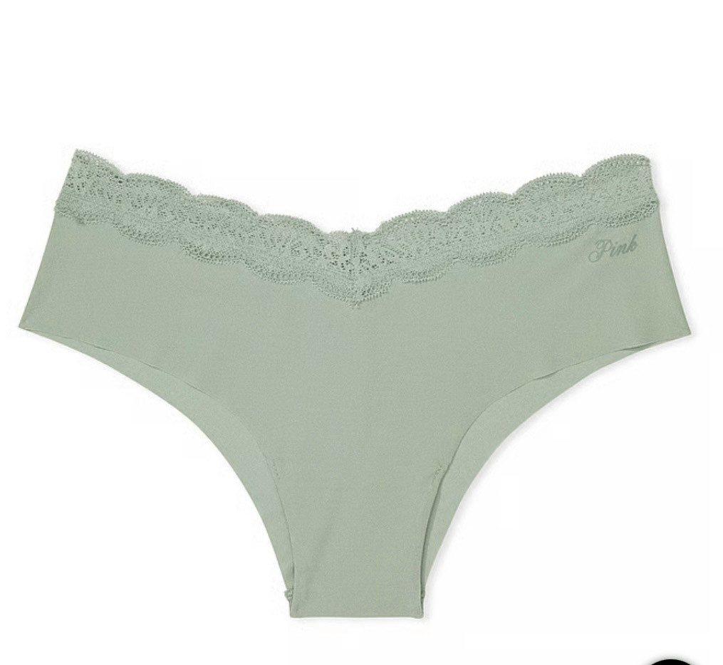 Victoria’s Secret, pink, no-show, cheekster panty. Size XL Indonesia, green with