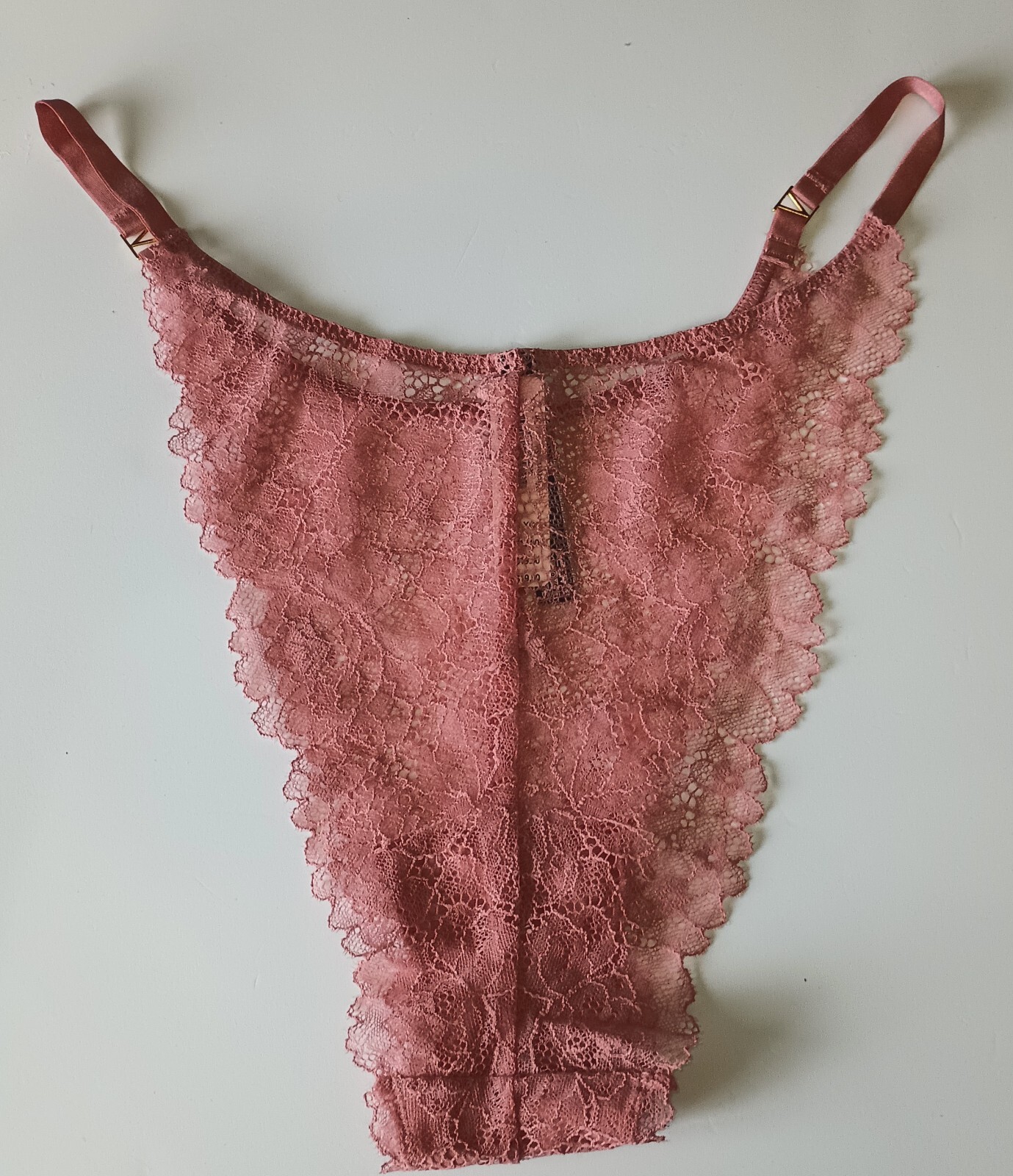 Victoria’s Secret Very Sexy Lace Brazilian Dusty Rose Gold Logo Hardware XL