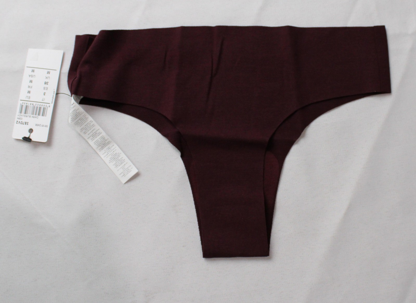 Intimissimi Women’s Seamless Cotton Brazilian Brief DH3 Dark Burgundy Medium NWT