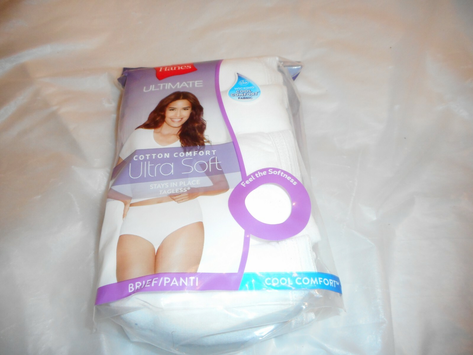 N/W/P 5 Pack Hanes Ultimate White Cotton Comfort Brief Panty Size 6/MEDIUM