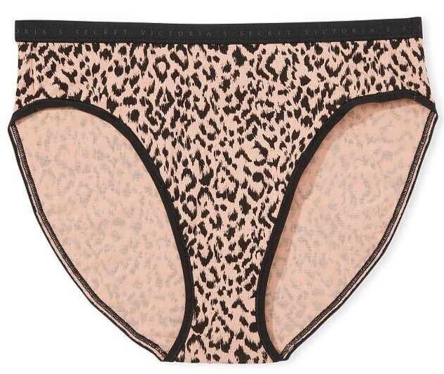 M Black Tan Leopard Stretch Cotton Victorias Secret High-Leg Waist Brief Panty
