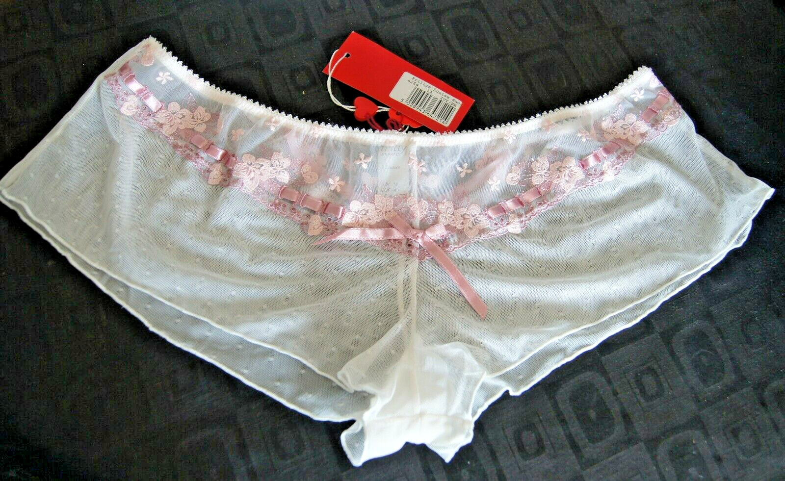 Frillys By Panache Sheer Ivory/Pink LOUISE Floaty Shorts Style 4264