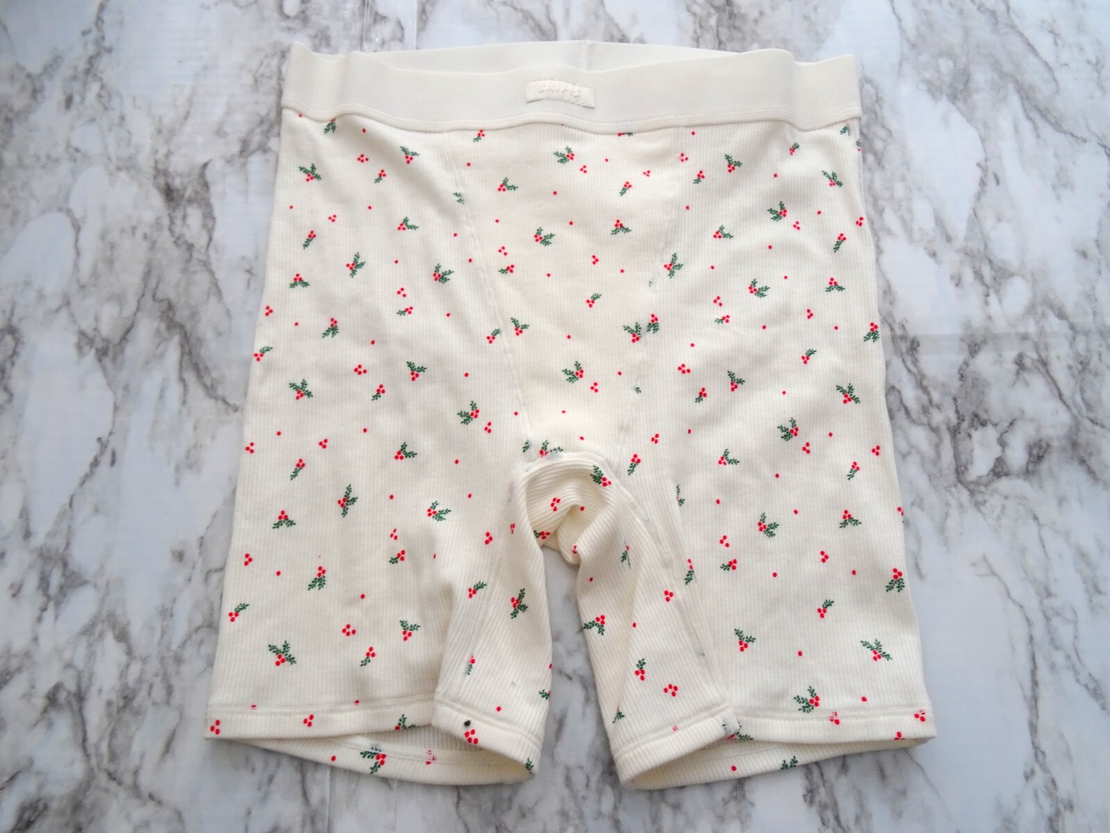 Skims# Women’s Cotton Rib Boxer Mistletoe Print Panties US Size S