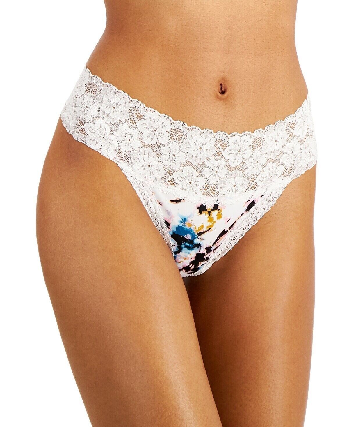 Jenni Intimates wide Lace-Trim Thong Panty Underwear Multicolor Tiedye XL white