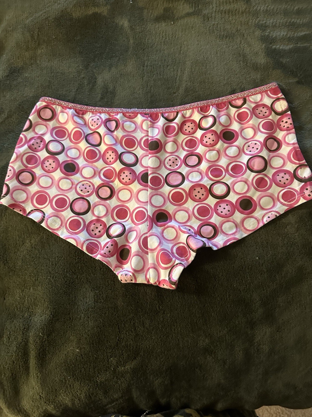 Flirtitude Women’s Knit Hipster Panties XL – Pink & Brown Dots – NEW w tags