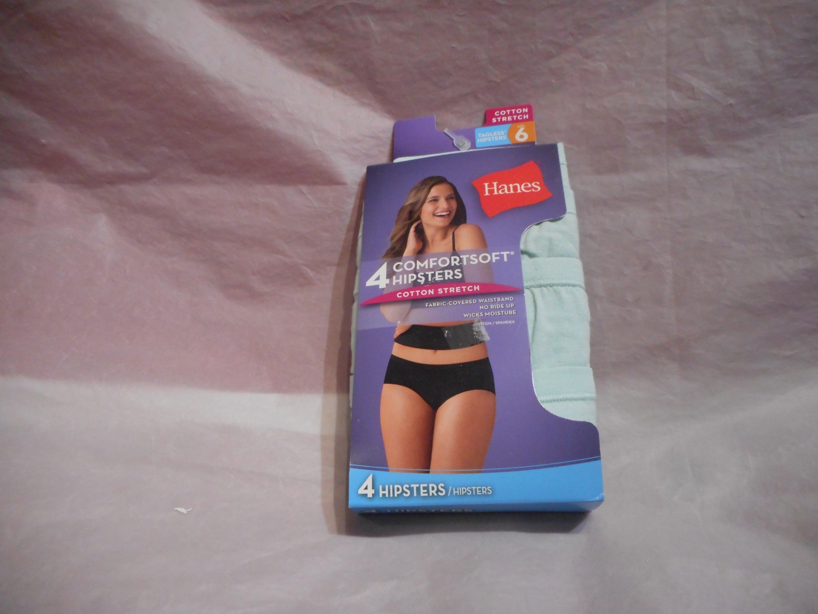 Hanes Women’s 4 Pack Comfortsoft Mint Green Hipster Panty Cotton Stretch Medium