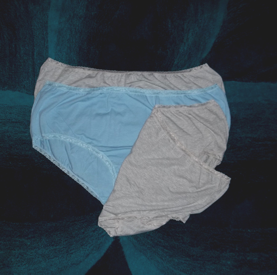 2 Heather GRAY + 1 Light BLUE COMFORT CHOICE COTTON Hi Cut BRIEFS Size 11 NEW
