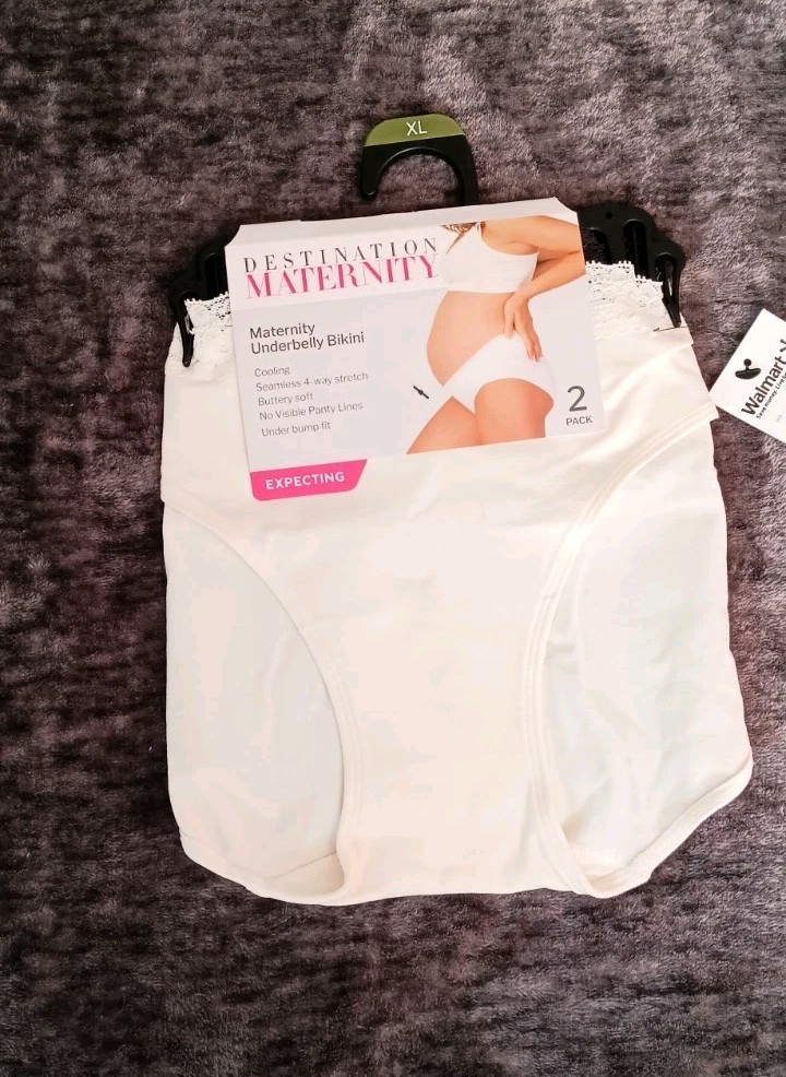 NWT Destination Maternity Underbelly Bikini Panties XL 2-Pack White/Black Lace