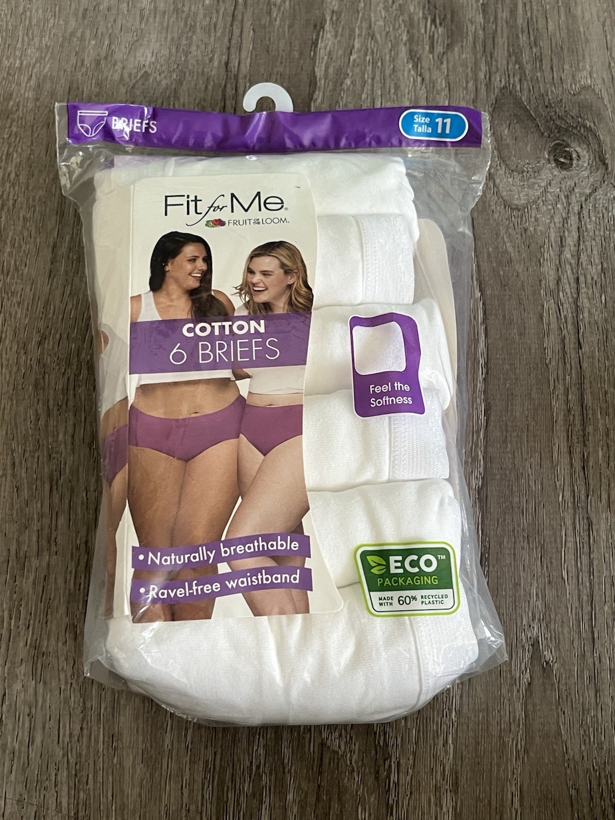 NEW Fruit Of The Loom Fit For Me Plus Size 11 Women White Cotton Briefs 6 Pack