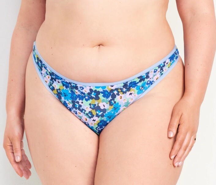 Old Navy Women’s Plus Size 4X Dark Sea Blue Floral Everyday Cotton Thong NWT