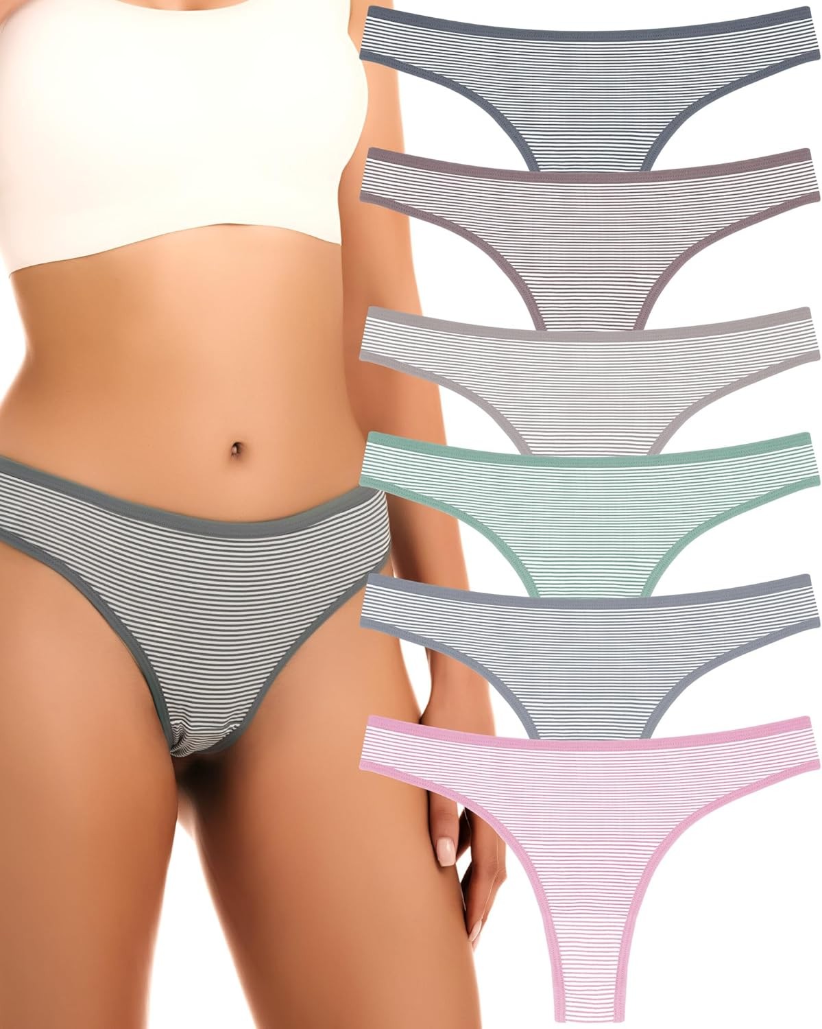 Women’s Breathable Cotton Thong Panties Pack of 6