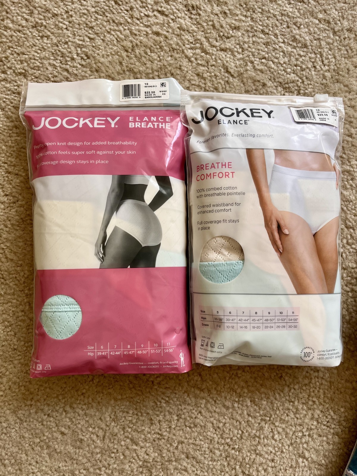 Women’s Size 10 Briefs, Jockey Elance Underwear, 100% Cotton, 3 Pack – NEW