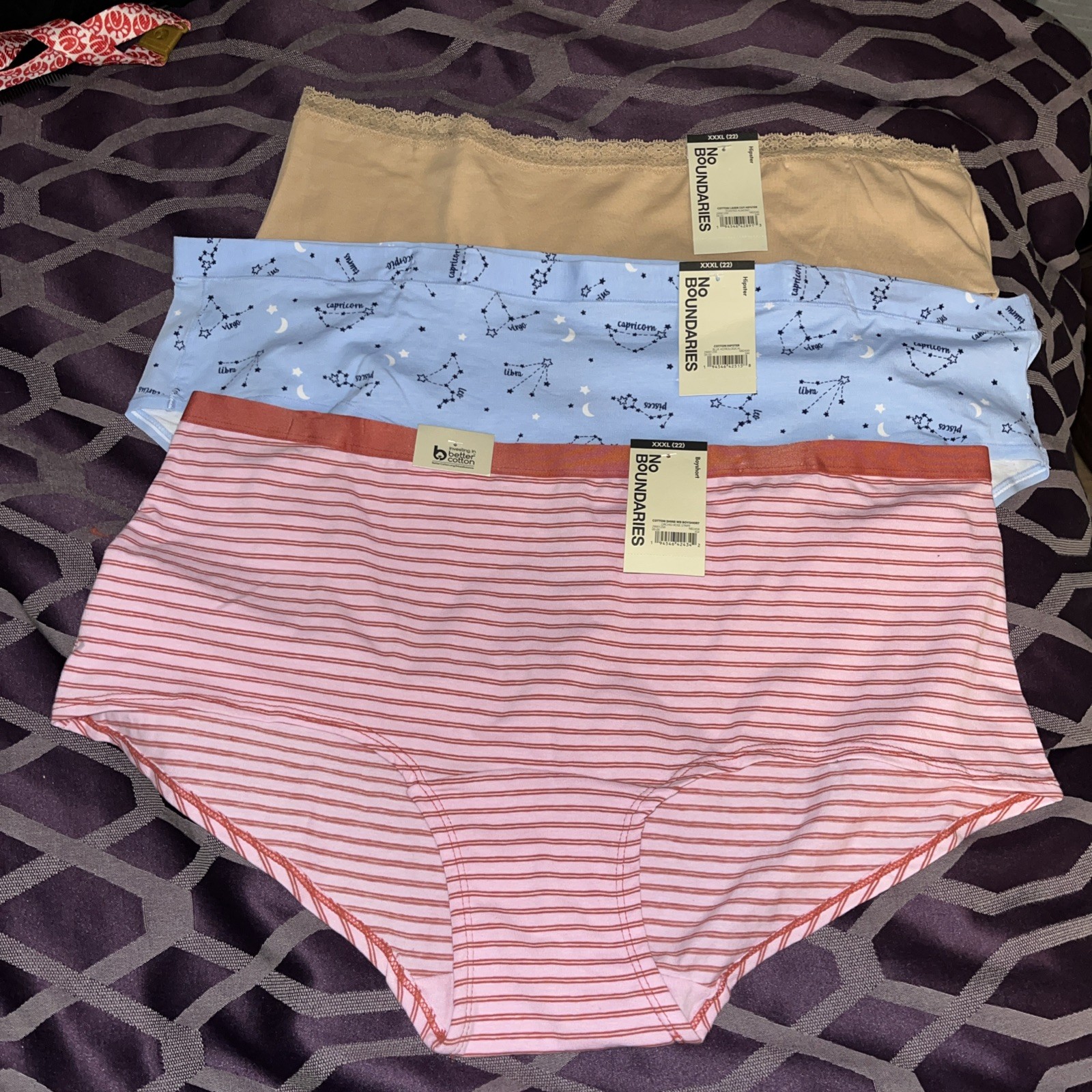 3 Pairs No Boundaries Hipster Panties Size XXXL 22 sexy Cotton Nylon