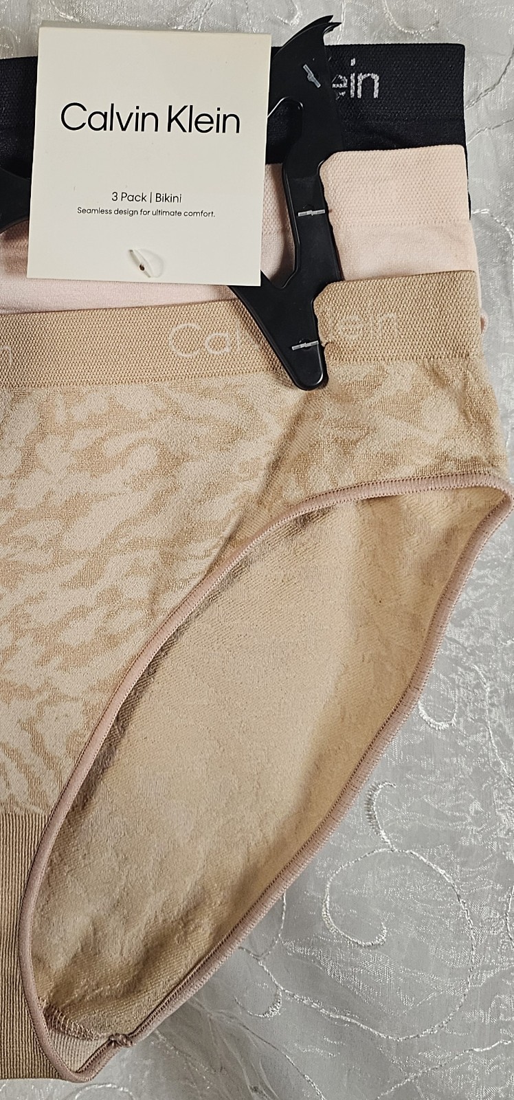 Calvin Klein 3 Bikinis M Seamless Microfiber Tan Pink Black SHIPS FREE
