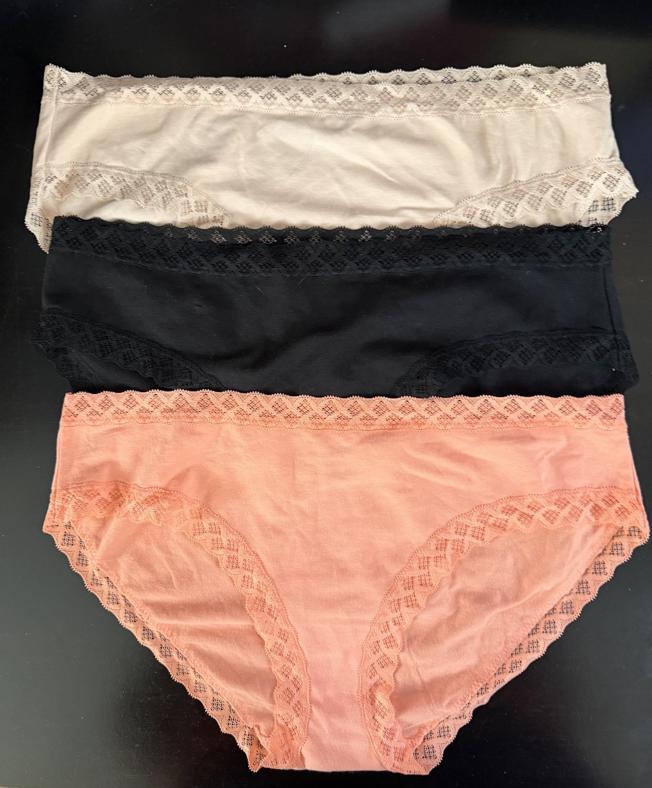 NEW! $66 NATORI 156058 BLISS COTTON BLEND GIRL BRIEFS UNDERWEAR 3 PAIRS SZ L