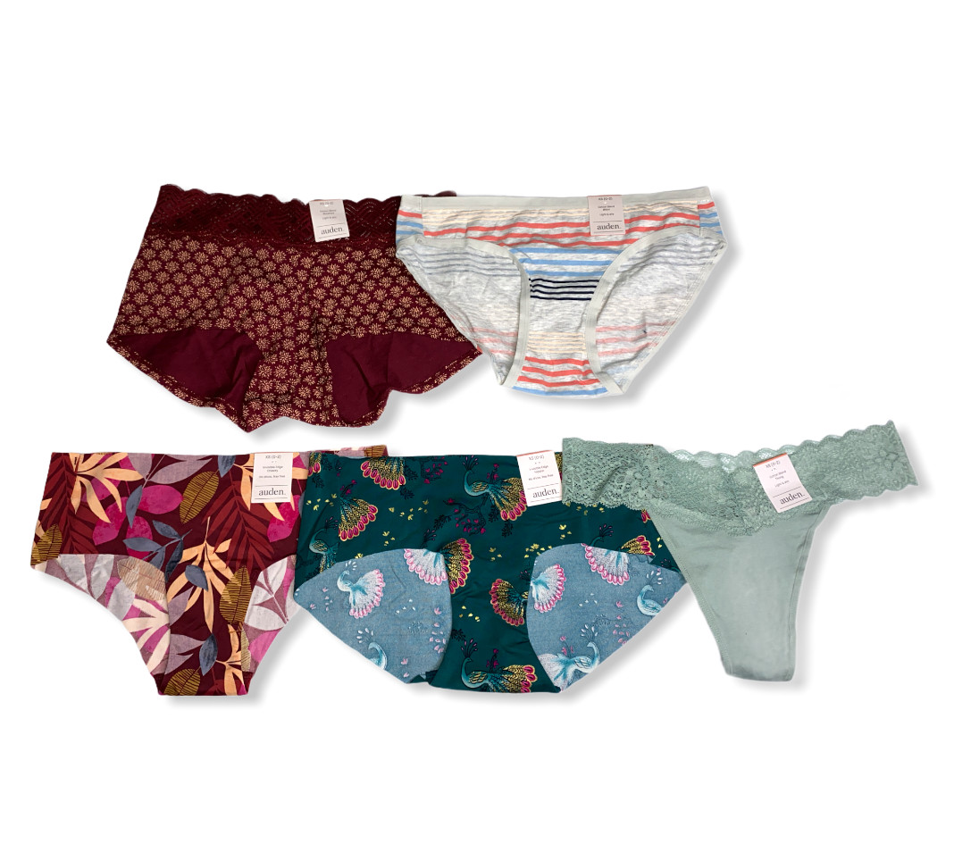 Women’s 5pk Assorted Styles & Colors Underwear – Auden – Size XS (0-2) – 697