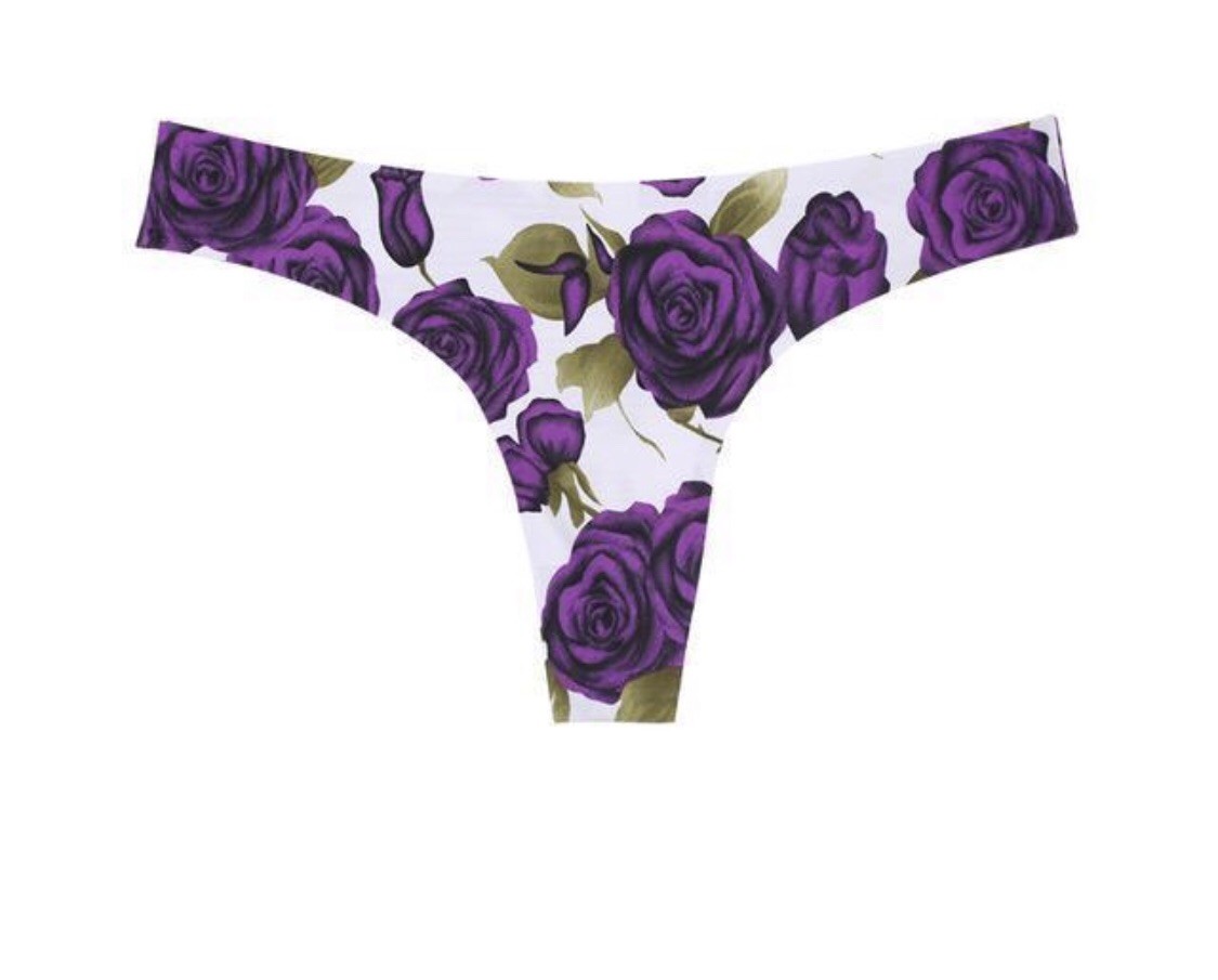 rose pattern PURPLE Sexy Thongs G-string Chinese size L underwear panties, UK M