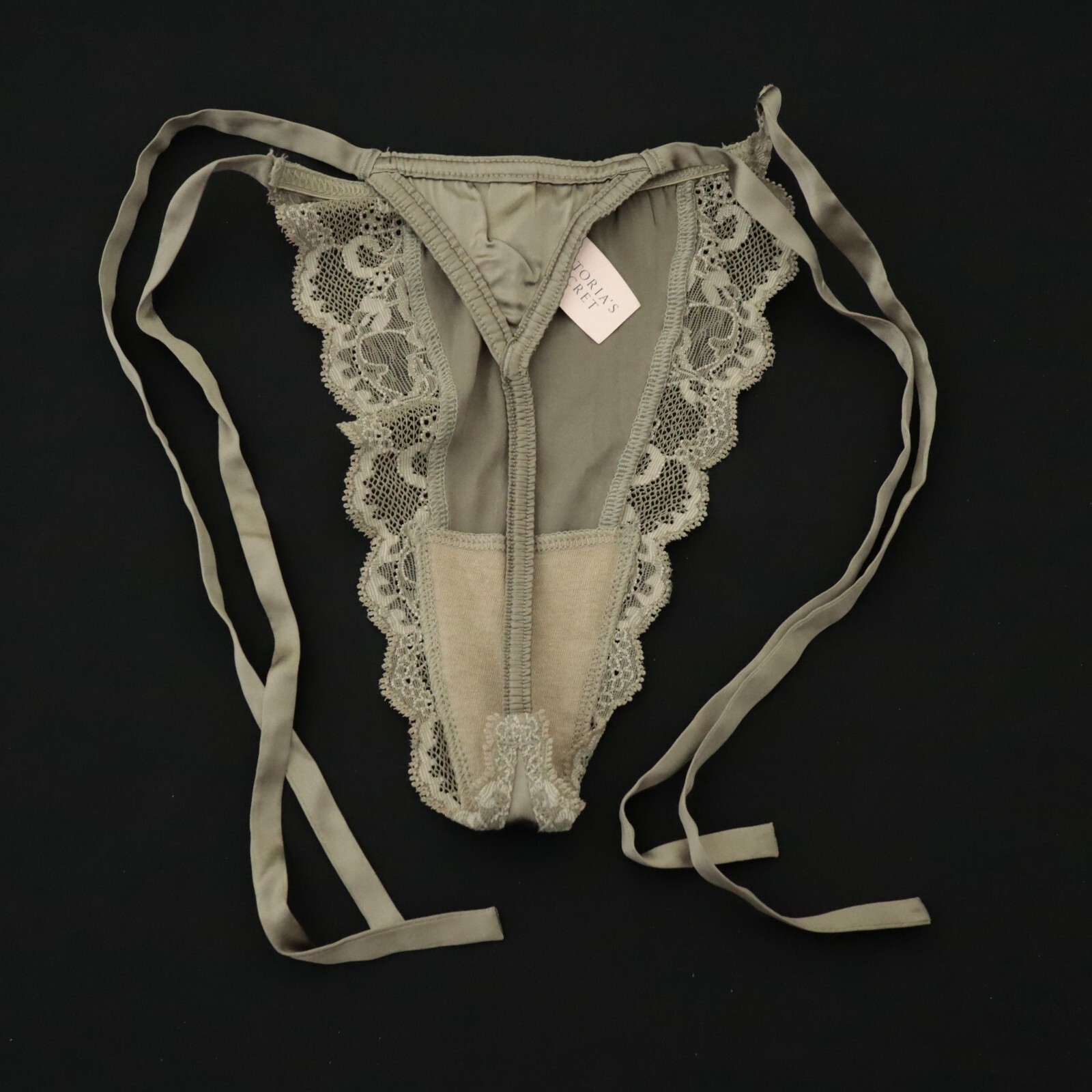 NEW Victoria’s Secret VINTAGE Silk Blend Satin Tie Side Thong Panty MEDIUM