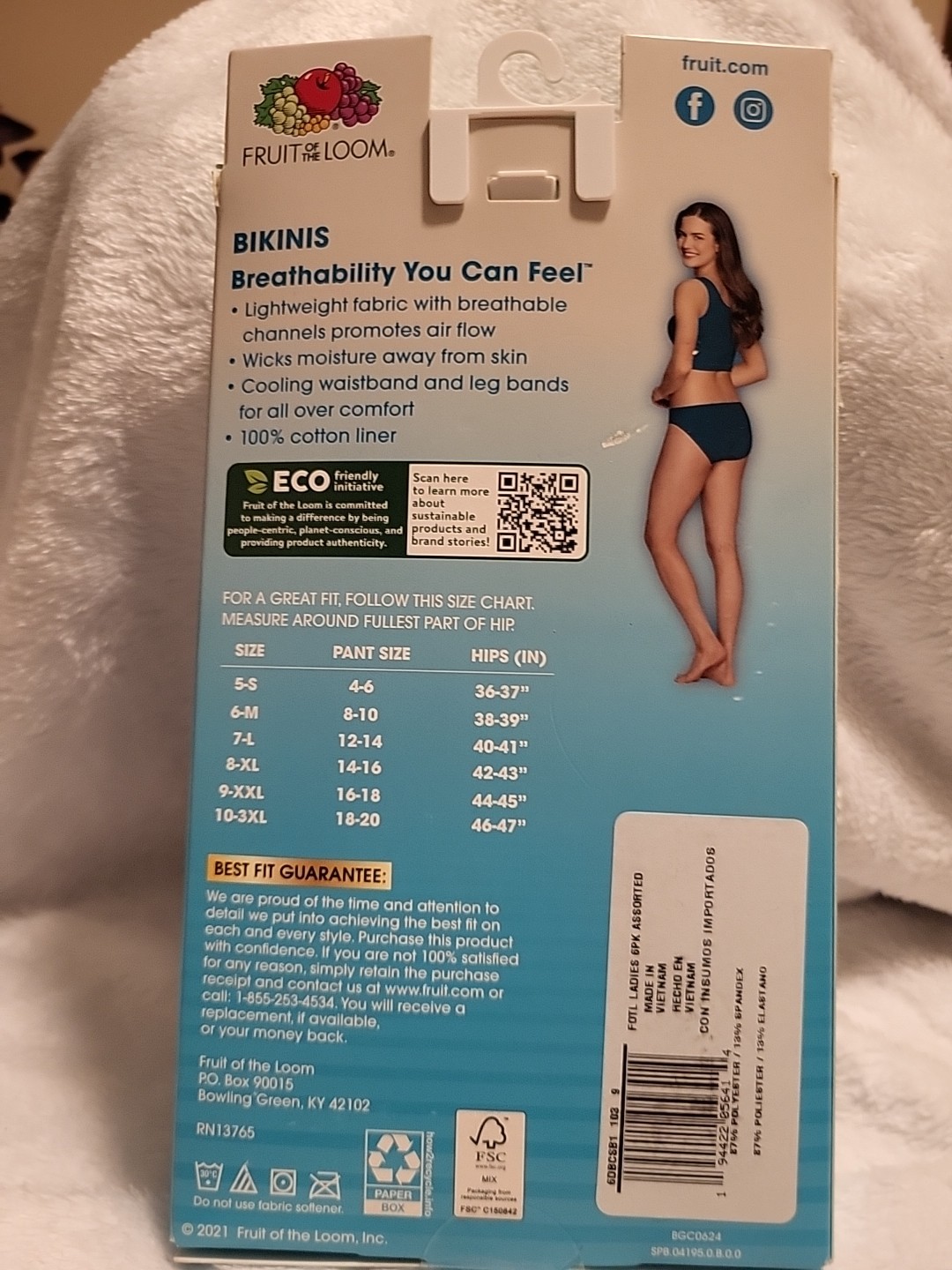 FoTL Size 9/2XL Box Set Of 6 Bikinis Breathable Cooling Stripes Best Fit