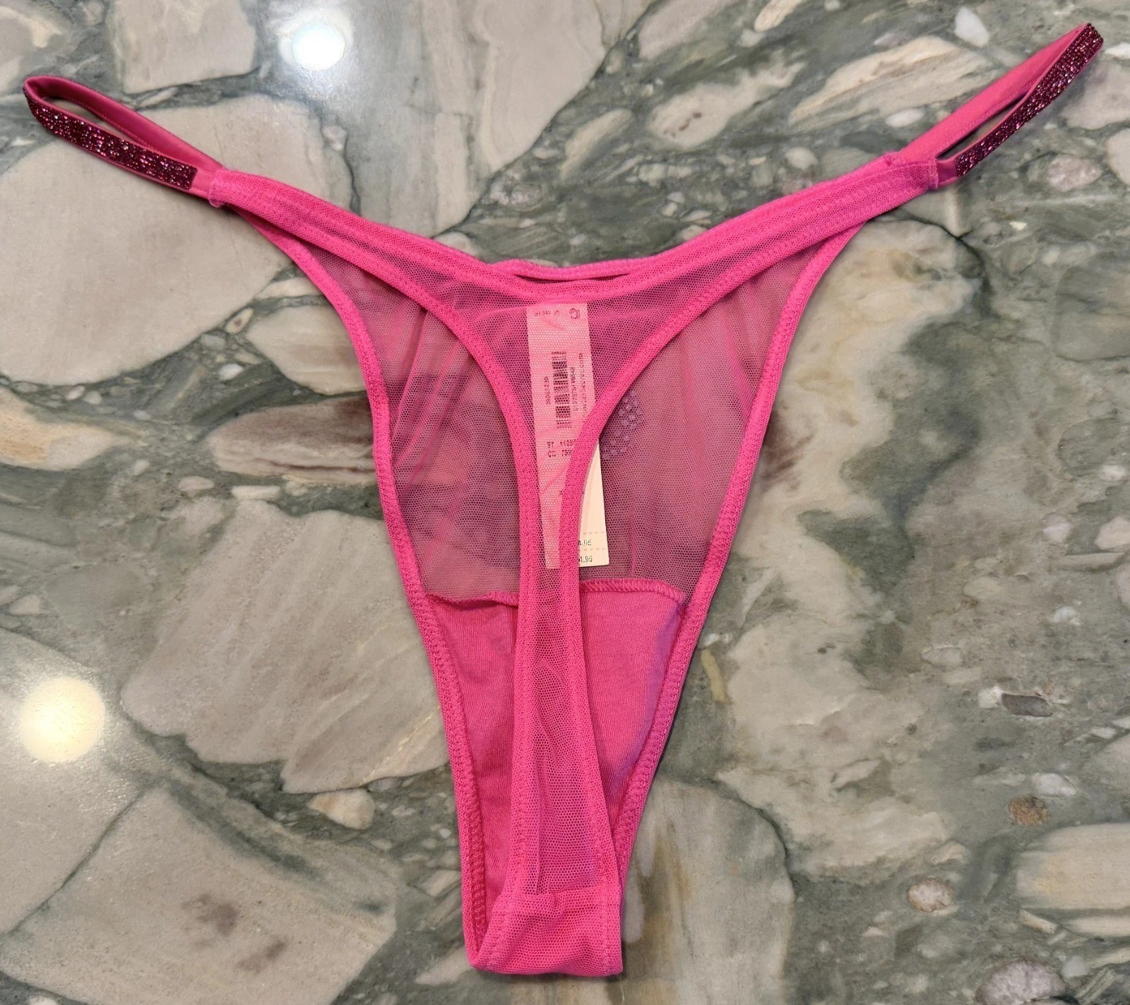 EW Victoria Secret Very Sexy Shine Strap Mesh Thong – Fuchsia Frenzy LIP – XL